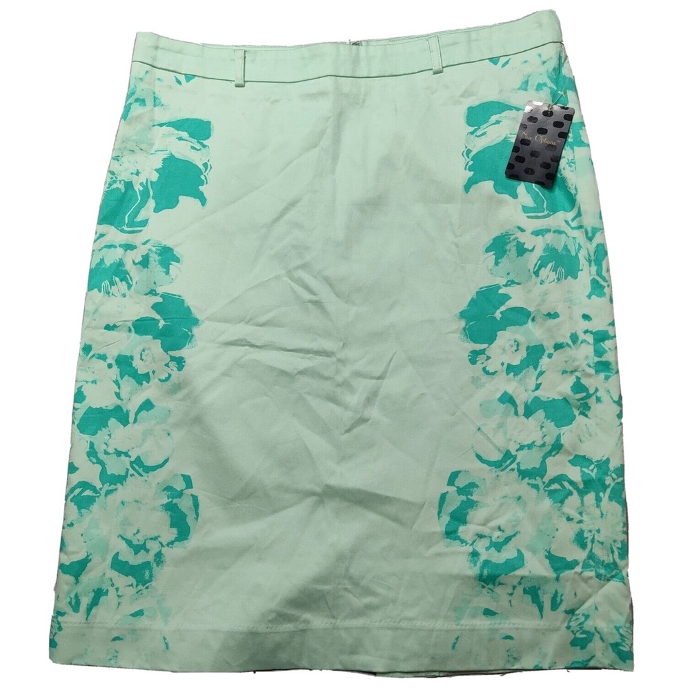 NUE OPTIONS Women Size 10 Sea Foam Green Floral 23" Lined Skirt NEW‎